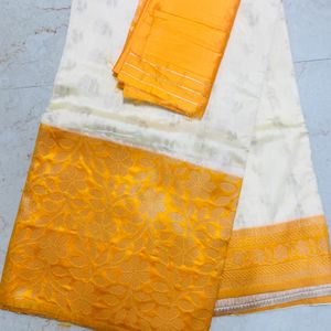 Unused Offwhite Silk Saree