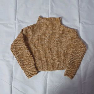 Crop High Neck Knitted Jumper