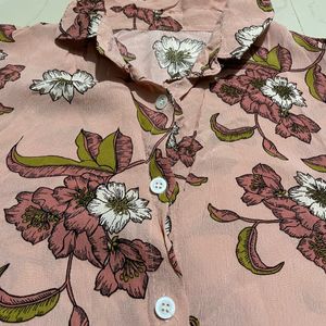 Floral Shirt Crop Top