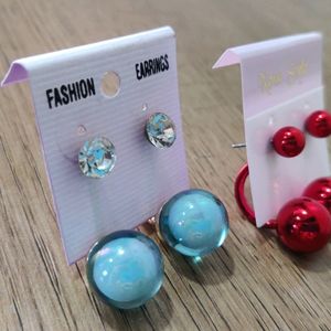 Red And Blue Earings Set