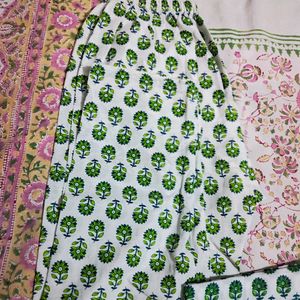 Green Cotton Kurta Set