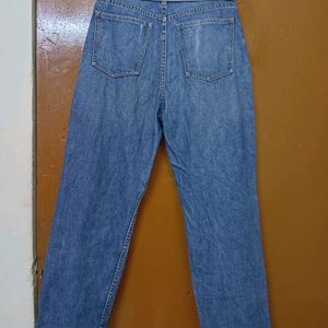 High Waist Straight Fit Blue Jeans