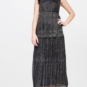 FLARED SHINY PARTY WEAR BLACK DRESS