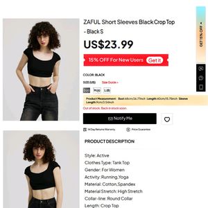 🇨🇦 Zaful Stracheble Black Crop Top