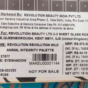 Makeup Revolution Integrity Wild Eyeshadow Pallate