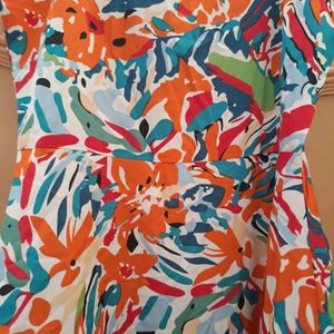 Berrylush Multicoloured Floral Crepe A-line Dress