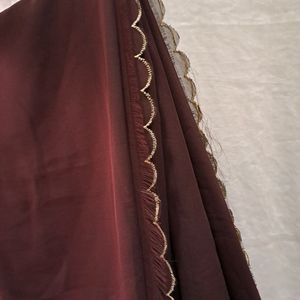 Brown Saree With Embroidery On Pallu