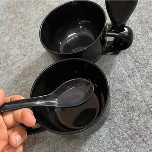 Milton Set Of 2 Soup Bowls With Spoons