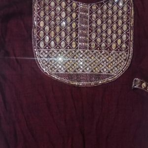 Embroidered Maroon Kurti