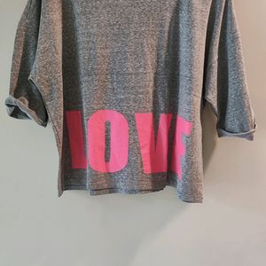 Grey Love Crop Top Size L