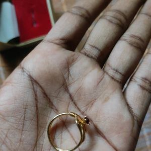 Golden Red Stoned Ethnic Ring