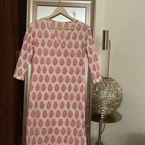 Beautiful Printed Cotton Kurta With Mirror Detail