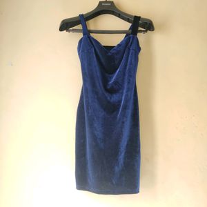 Navy Blue Velvet Dress