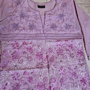 38 Or M Size Cotton Embroidery Kurti Set