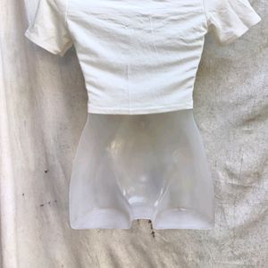 PRETTYLITTLETHINGS SEXY OFF WHITE CROP TOP