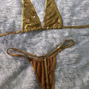 Sparkly Golden Intimate Bikini Set 👙