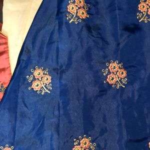 Kids Ethnic Peach And Blue Lehenga