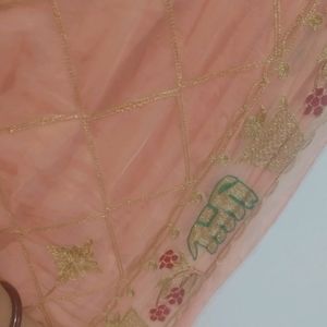 Peach Colour Chiffon Saree