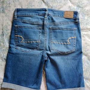 American Eagle Mid Rise Blue Bermuda Shorts.