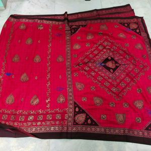 New Red Multiprint Saree