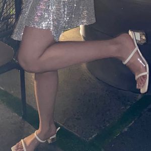 White Block Heels