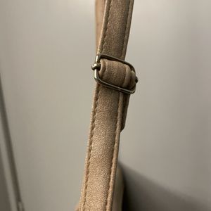 Nude/Khaki Sling Bag With Fringes