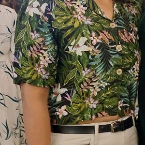 green floral crop top