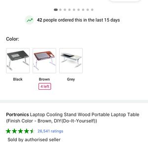 Portronics Wood Portable Table With Cooling Fan