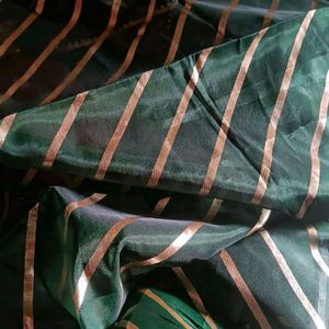 New Tissue Green Saree Attached Bluse Piece