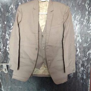 Biscuit Khaki Brown Men Suit Blazer & Waist Coat