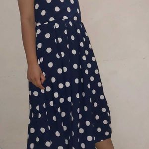 Blue Midi With White Small Dots