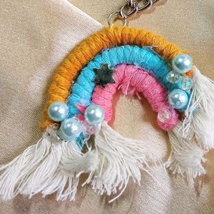 Rainbow Keychain Macrame 1 Nos