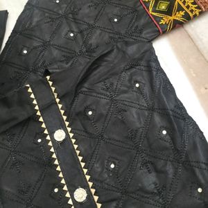 Black Embroidery Cotton Suit