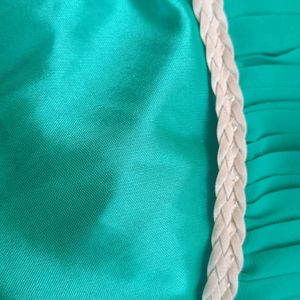 Strappy Grecian Blue-Green Pleated Gown