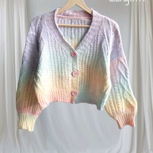 Pastel Rainbow Cropped Sweater