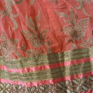 Lehnga Kurti Orange In Colour With Embroidery.