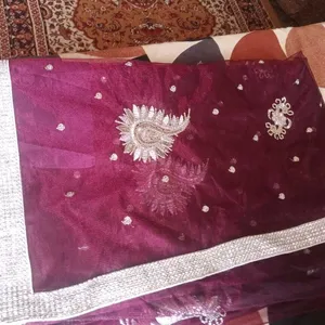 Purple Net Saree