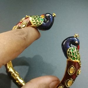 Adjustable Enamelled Peacock Bangle