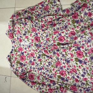 Multicoloured Floral Mini Dress Pure Cotton