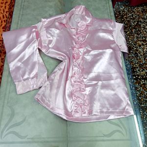 Baby Pink Satin Shirt