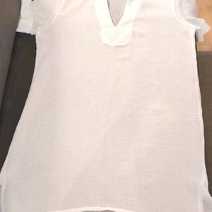 White Korean See-through Tunic