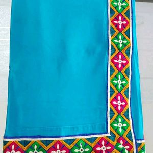 Georgette Blue Theead Work Saree