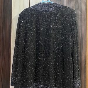 Chic Vintage Black Jacket, lined and beaded