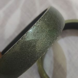 Silver Grey Glass & Seep Bangles | Pair Of 2