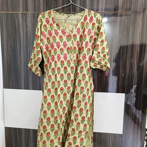 Green Kurta With White Palazzo