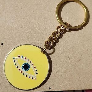 Yellow Evil Eye Handmade Earring