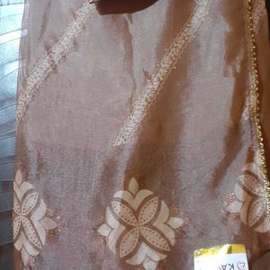 READY TO WEAR SAREE WITH GOLDEN GLITTER BLOUSE