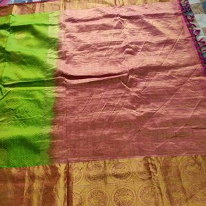 Green And Pink Silk Saree