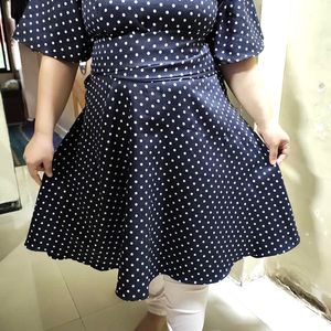 Imported Polka Dot Flared Dress