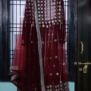 New Maroon Partywear Gown